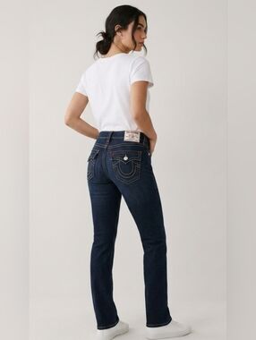 True Religion Jeans Blue Denim Designer Pants Womens Size 24 Straight Leg Jeans